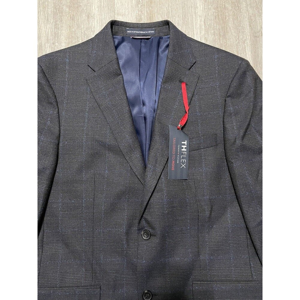 Tommy Hilfiger Men's Modern-Fit Brown Plaid Wool Blazer Sport Coat Jacket 42R - Picture 3 of 8